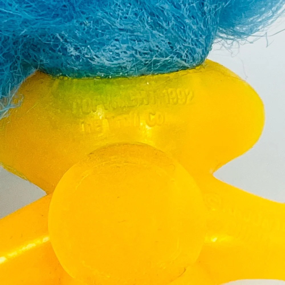 Vintage Mini Troll Doll 1992 Yellow W/Blue Hair The Troll Co. 2”